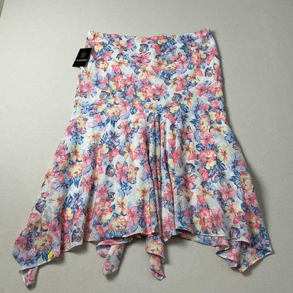 I.N Studio Floral Handkerchief Mid Rise Skirt Womens 1X NWT - Picture 3 of 8